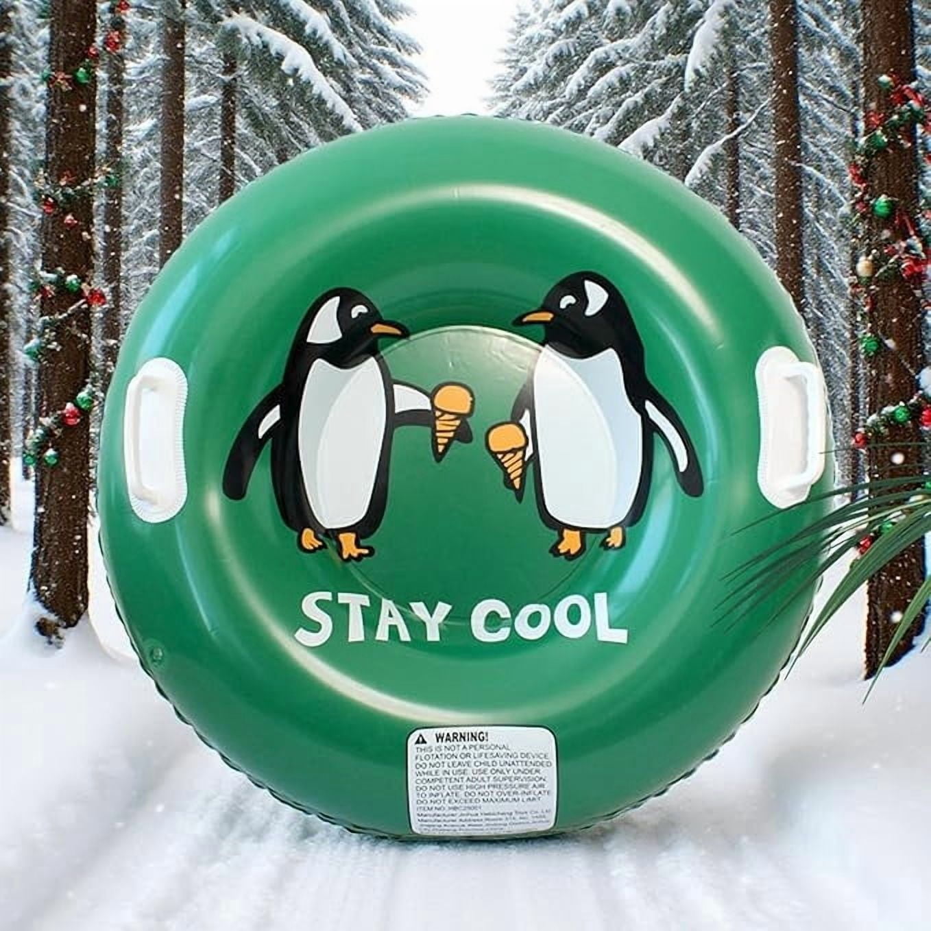 WWG Inflatable Snow Tube Sled, 31 Inch Heavy Duty Winter Sled for Kids Adults, 600 lbs Capacity with Handles, Cold-Resistant PVC for Skiing and Snow Fun, 80 cm Diameter