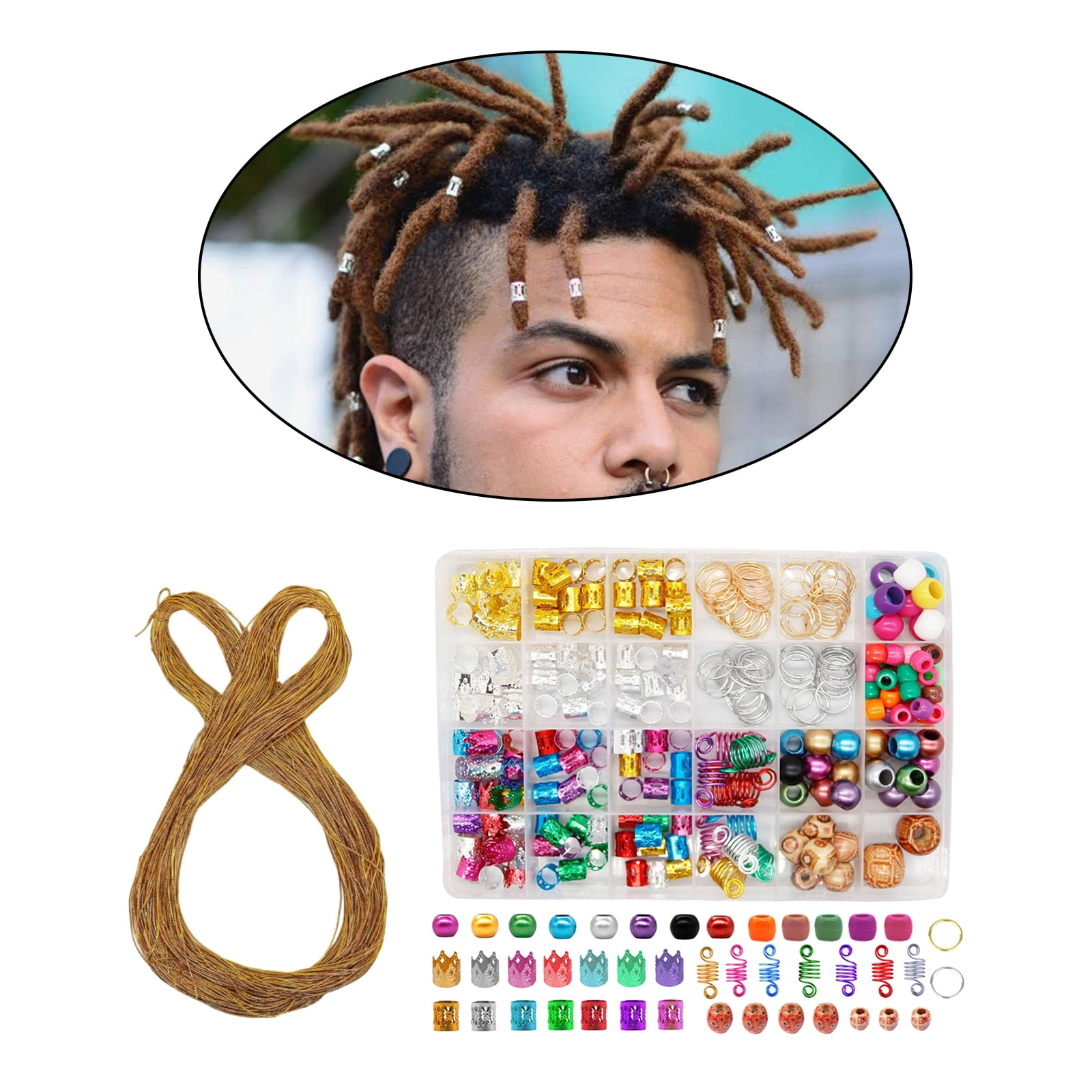 50PCS Dreadlocks Beads Jewelry Hair Braid Rings Clips Dreadlock