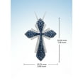 thumbnail image 2 of JewelersClub Sterling Silver 1.00 Carat Diamond Cross Pendant Necklace for Women Blue & White Diamonds + 18” Rope Chain Included JewelersClub Sterling Silver, 2 of 6