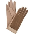 thumbnail image 2 of Sakkas Rayanne Soft Classic Knit Faux Leather Wrist Band Touch Screen Warm Gloves - Beige - L/XL, 2 of 4