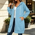 thumbnail image 4 of Hurxie Women Casual Zip up Fleece Hoodies Tunic Sweatshirt Long Jacket Oversized Hoodie with Pockets Full Zipper Hooded for Fall Winter, 4 of 6