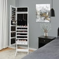 thumbnail image 2 of Giantex Lockable Jewelry Cabinet, Free Standing Big Makeup Box w/LED, White, 2 of 10