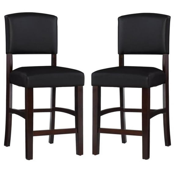 Home Square 2-Piece Furniture 24" Wood Counter Stool Set in Espresso Brown