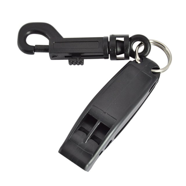 Silbato de emergencia de doble frecuencia con gancho, silbato de rescate portátil (negro) Sywqhk Alta Calidad