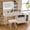 White, variant on DTTRA 58.5" Retractable Makeup Vanity Desk with Lighted Mirror & Stool, Reversible Dressing Table with Charging Station, 3-Color LED, 5 Drawers & Fluted Glass Cabinet for Bedroom, Black