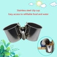 thumbnail image 6 of Milue Water Feeding Bird Double Cups Stainless Steel Parrot Cage Stand With Clip, 6 of 12