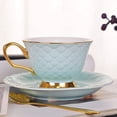 thumbnail image 3 of CATPAN Blue Vintage 8 Ounces Porcelain Coffee Cup, Tea Cup and Saucer Set and Saucer with Decorative Scale Pattern, vintage, 3 of 7