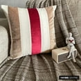 thumbnail image 3 of The HomeCentric Decorative Red Pack of 2, 26x26 inch (65x65 cm) Euro Size Shams, Velvet & Linen Patchwork Euro Shams For Sofa, Striped Pattern Modern Style Easter - Velvet Band Red, 3 of 10