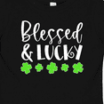 thumbnail image 4 of Inktastic Blessed and Lucky 4 Leaf Clovers St. Patrick's Day Boys or Girls Baby T-Shirt, 4 of 5