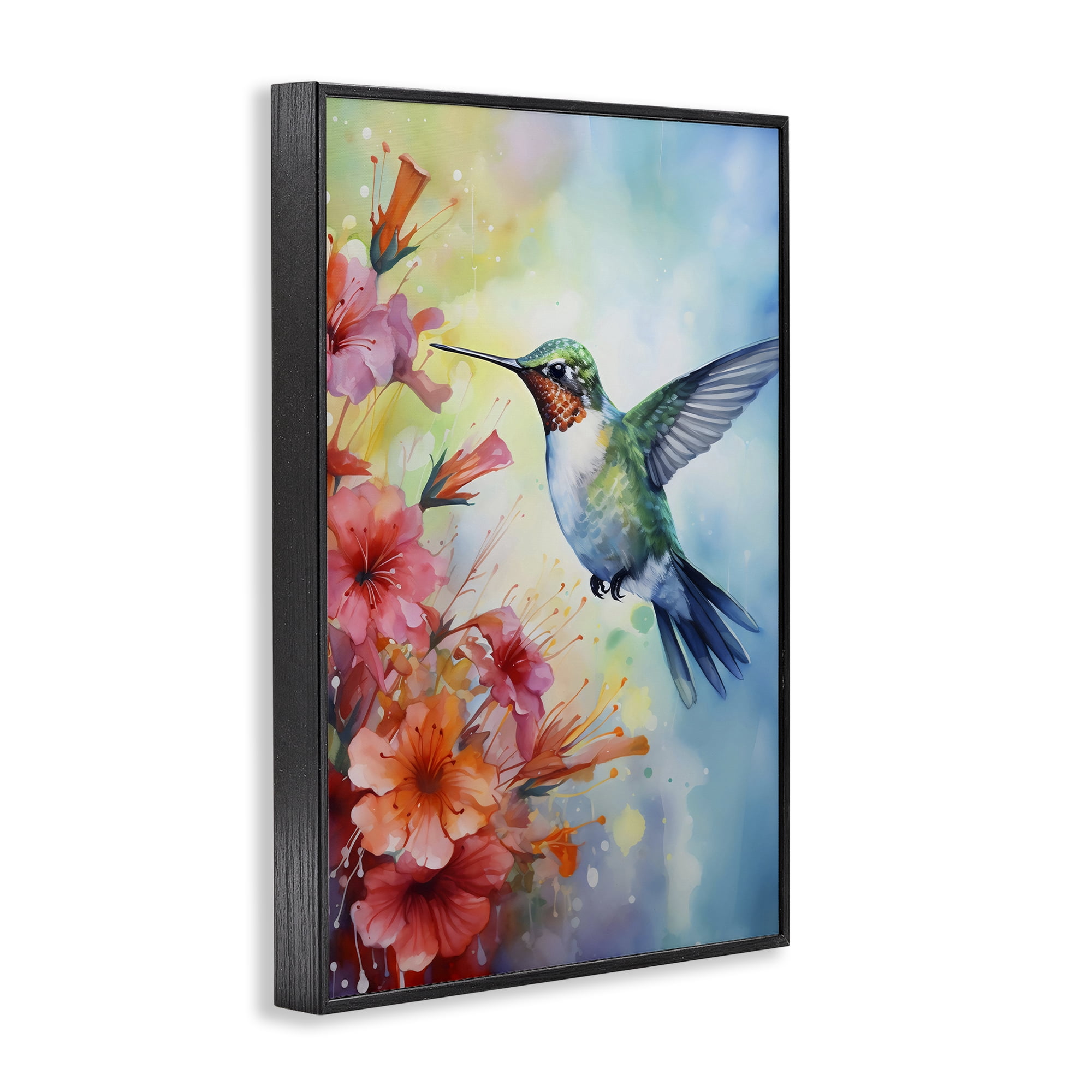 Stupell Industries Hummingbird Hibiscus Serenade Black Framed Giclee Art, design by Creative Studio