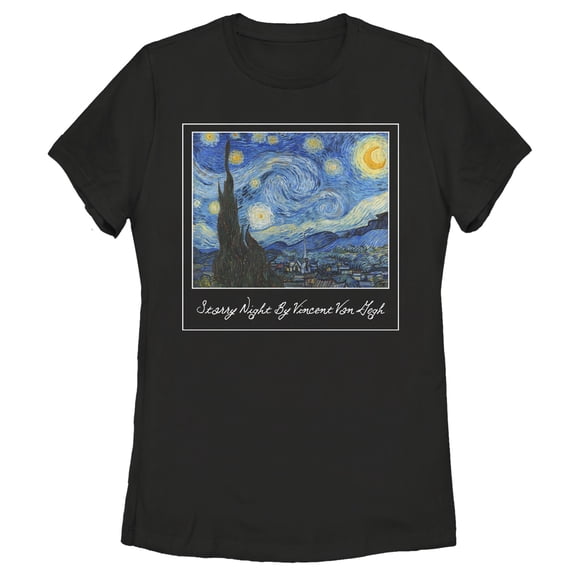 Women's Lost Gods Starry Night by Vincent Van Gogh Graphic T-Shirt