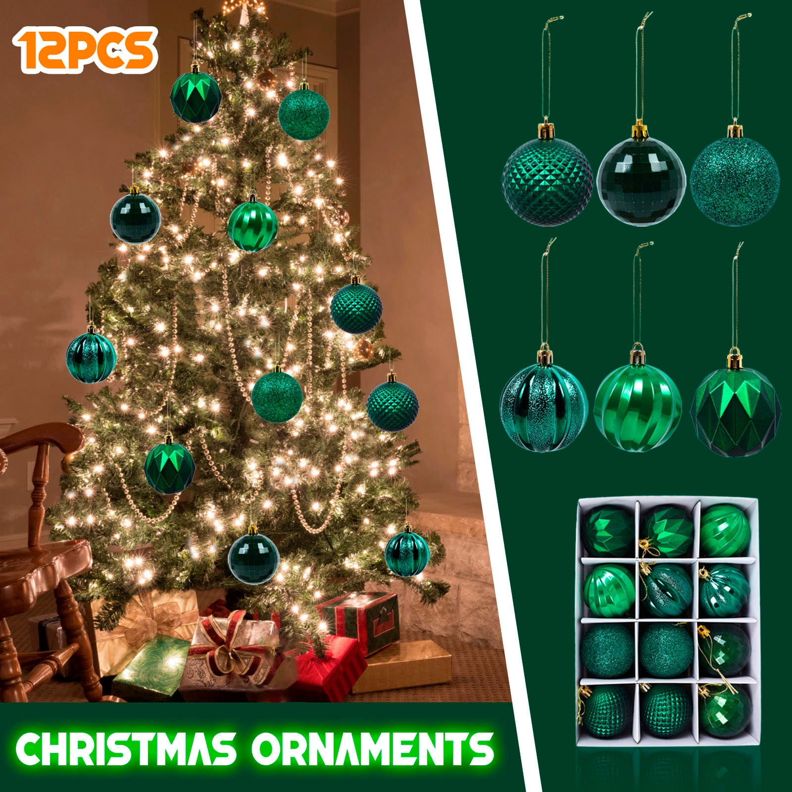 12Pcs Christmas Tree Colorful Big Baubles PVC Balls Ornament Wedding Party Decor 