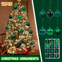 12pcs Christmas Baubles - Hanging Xmas Ornaments for Christmas Tree Decoration, Colorful Festive Decor for Holiday Party, Home, Living Room, Mantel & Office to Boost Christmas Vibe, Green