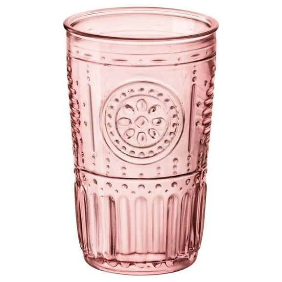 Bormioli Rocco 335944GRS021523 Romantic Cooler Glass, Set of 4, 16 oz, Cotton Candy