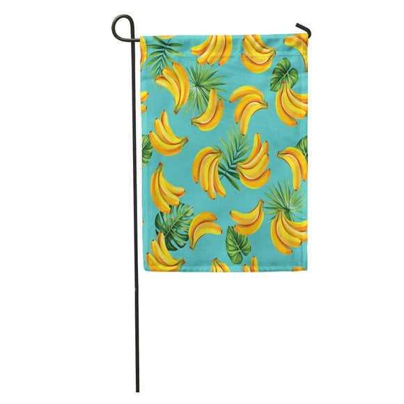 POGLIP Pattern Tropical Palm Leaves and Bananas Tropic Fruit Island Hawaii Garden Flag Decorative Flag House Banner 12x18 inch