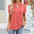 thumbnail image 2 of Womens Casual Flowers Pringting Tops V Neck Summer Petal Sleeve Casual T Shirts Blouse, 2 of 2