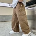 thumbnail image 5 of Gyexs Boys Cargo Pants Pull On Elastic Waist Wide Leg Baggy Sweatpants Athletic Hiking, 5 of 8