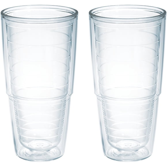 Tumbler Tervis transparente y colorido para mesa, 710 ml, paquete de 2