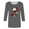thumbnail image 4 of Makaor Women Tops Casual Christmas Crew Neck Shirts Graphic 3/4 Sleeve Pullover Tees Cute Fall Winter Clothes, 4 of 4