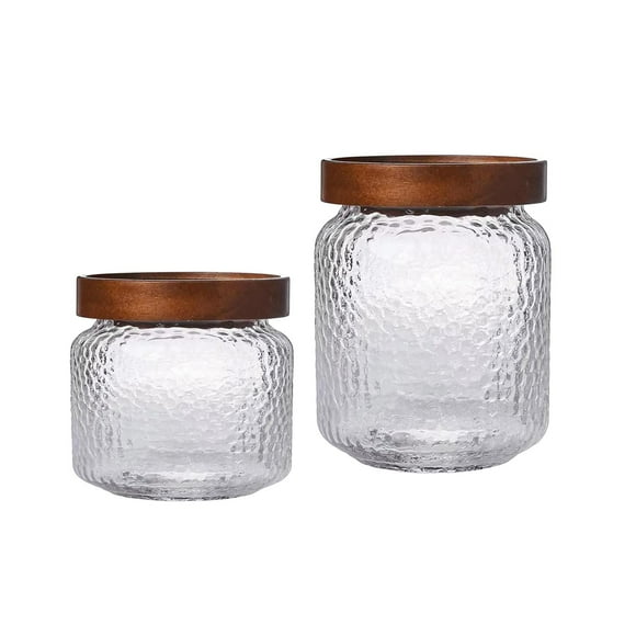 veasfak 2x Airtight Storage Jar Cookie Jar with Lid Container Glass 300ml 500ml