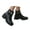 Black, variant on Women's Ankle Boots Rhinestone Chunky Mid Heel Lug Sole Non Slip Fashion Casual Walking Shoes