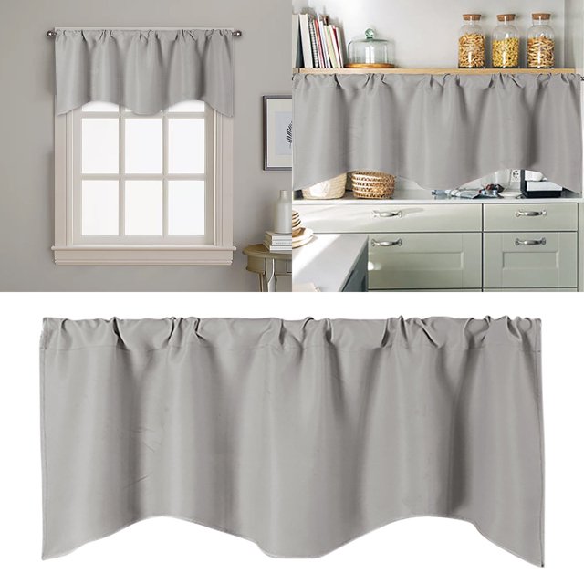 Cortina corta Ljstore para puerta, cocina, ventana, color liso, con bolsillo, en forma de abanico, 132 x 45 cm