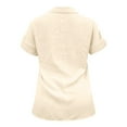 thumbnail image 5 of Rovga Women Shirt Solid Color Tops Lapel Short Sleeve Tees Fashion Summer Casual Daily Wear Khaki Xxl, 5 of 5