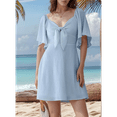 thumbnail image 2 of Robes pour Femmes 2025 Printemps Été Décolleté en V Profond Élégante Robe Courte à Nœud, 2 of 8