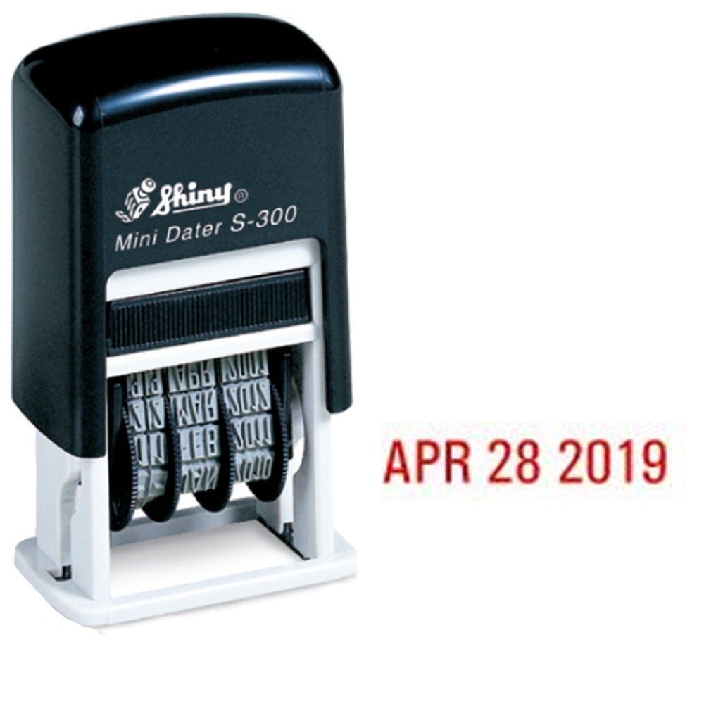 RECEIVED Red Ink NEW Shiny S303 Small Self Inking Rubber Date Stamp 