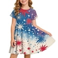thumbnail image 2 of Odeerbi Niñas Día de La Independencia Vestido de Línea A Verano Patriótico Cuello Redondo Manga Corta Vestido Casual, 2 of 9