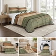 thumbnail image 6 of King Quilt Set 96''x106'', Farmhouse Sage Green Brown Lightweight Summer Bedspread Coverlet Set with 2 Pillow Shams, Vintage Wooden Striped Breathable All Season Quilt Bedding for Bedroom/Guest Room, 6 of 9