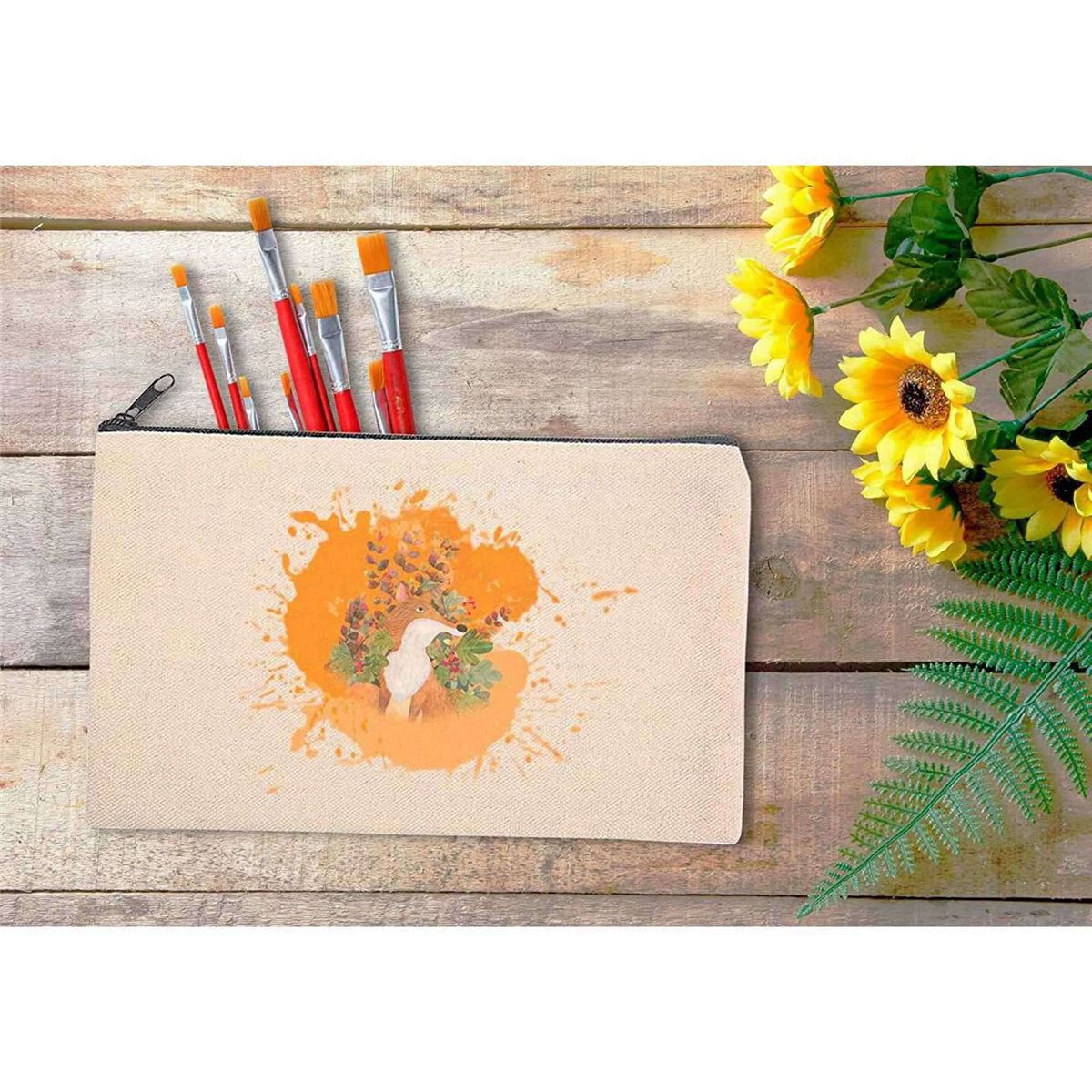 40 Pcs Blank DIY Craft Bag Canvas Pen Case Blank Makeup Bags - Canvas Pencil Bag Cotton Canvas Cosmetic Bag Travel Bag