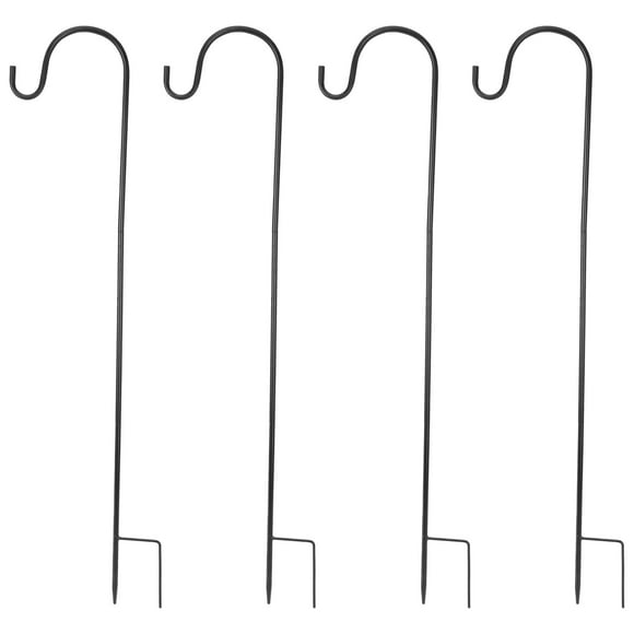 4 Pcs Adjustable Shepherd Crook Hooks,Festoon Pole with Base,Garden Border Hook for String Lights,Flower Ball,Plant