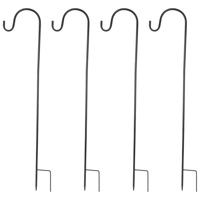 4 Pcs Adjustable Shepherd Crook Hooks,Festoon Pole with Base,Garden Border Hook for String Lights,Flower Ball,Plant