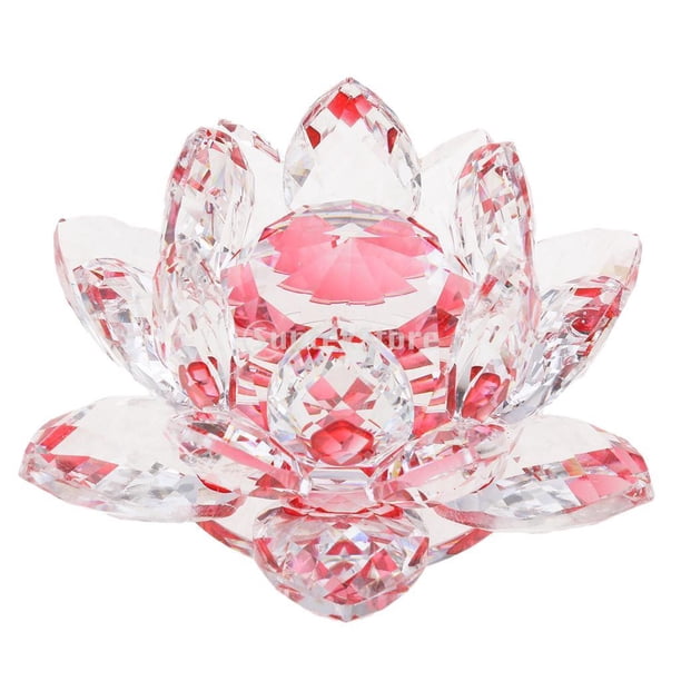 Matsuzay Pisapapeles artesanales de flor de loto de cristal modelo de loto de cristal amarillo Kits de decoración para fiestas Rojo