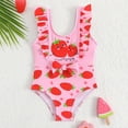 thumbnail image 2 of Bovxnpu Girls One Piece Swimsuit Baby Girl Graphic Ruffled Sleeve 1 Piece Bathing Suits Swimwear (Baby & Little Girl), 2 of 7