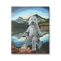 Stupell Industries Dog by Campfire Landscape Nature Painting Gallery Wrapped Canvas Print Wall Art, 24 x 30
