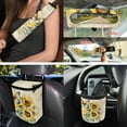thumbnail image 4 of Yuyamidu Retro Sunflower Car Seat Cover Set 15 PCS Butterfly Steering Wheel Cover Seat Belt Cushion Pad Garbage Bag Air Vent Pocket Rearview Mirror Cover Coasters Keychain for SUV Van Sedan, 4 of 7