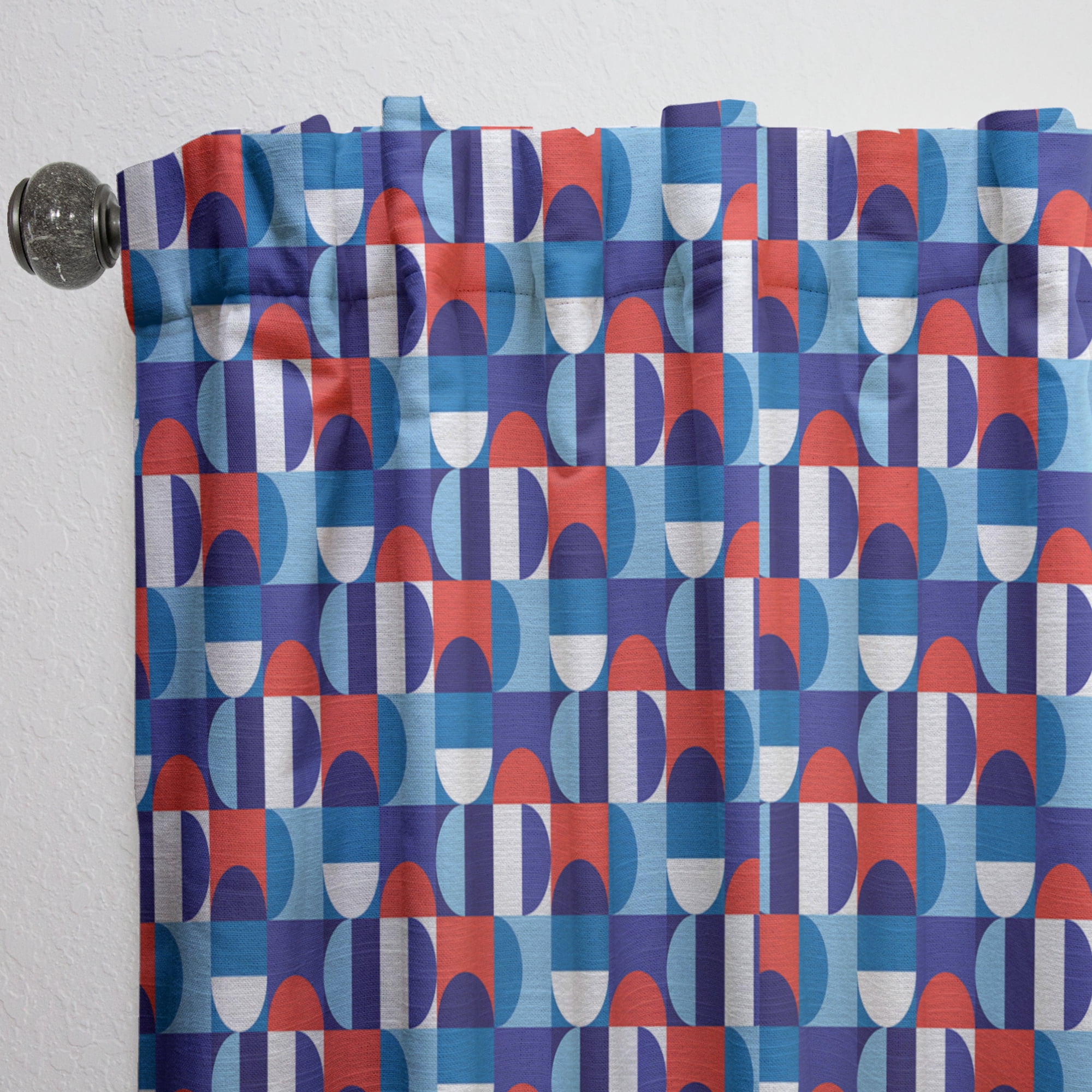 Designart 'Red, Blue & White Polka Dots' Mid-Century Modern Curtain Panel
