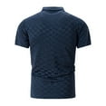 thumbnail image 3 of XDZJLR Polo Shirts For Men Ice Silk Plaid Jacquard Lapel Daily Casual Short Sleeved Shirts Blouse Navy Xxl, 3 of 6