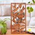 thumbnail image 4 of NOVICA Artisan Handcarved Wood Relief Panel Balinese Suar of Roses Brown Indonesia Wall Decor Panels Floral [15.25in H x 7.5in W x 0.8in D] ' Graced by Roses', 4 of 6