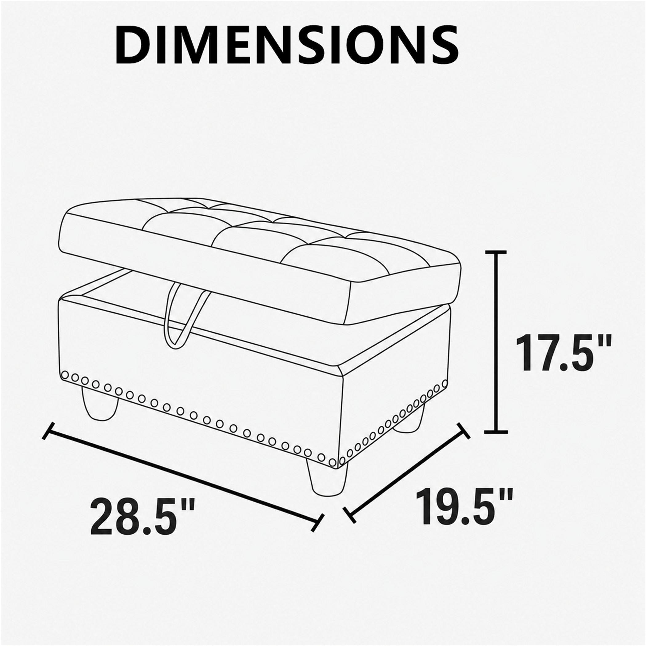 Aukfa 29" Storage Ottoman Bench with Nailhead Trim, Ginger Leather photo 2
