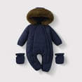 thumbnail image 2 of UAMVSH Newborn Winter Clothes Baby Boy Girl Snowsuit with Ears Infant Double Zipper Hooded Jumpsuit Long Sleeve Warm Footed Outwear, 2 of 6