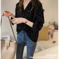 thumbnail image 2 of Camisa de punto Mujer Verano Manga larga Cuello en V Botón Suelto Casual Top, Negro, XXXL sidaley AP001361-13B, 2 of 7