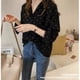 thumbnail image 2 of Camisa de punto Mujer Verano Manga larga Cuello en V Botón Suelto Casual Top, Negro, 4XL Speravity AP001361-14B, 2 of 7