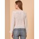 thumbnail image 5 of Allegra K Blusa de gasa con cuello en V y volantes florales con manga acampanada 3/4 para mujer Albaricoque XS, 5 of 6
