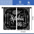 thumbnail image 3 of Black Cooking Kitchen Curtains 27.5W x 39L Inch Retro Farmhouse Rustic Knife Fork Vegetable Rod Pocket Short Cafe Tier Small Window Treatment Drapes Decor 2 Panels, 3 of 6