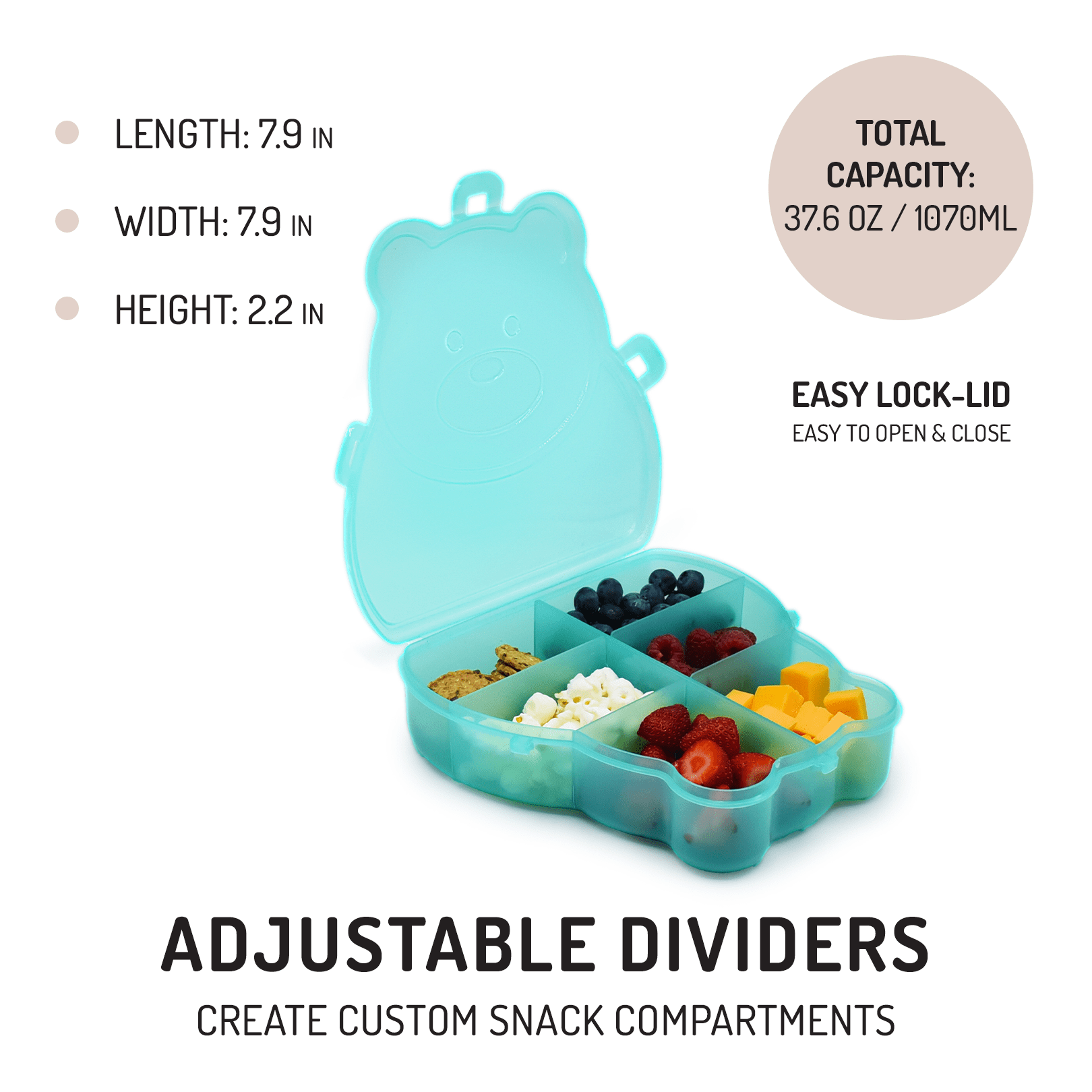 Melii Bear Snackle Snack Container, Spill-proof, BPA Free, Easy Grip, Toddler Snack Cup – Blue