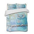 thumbnail image 2 of Teal Blue Owl Twin XL Size Down Alternative Comforter, Lightweight Comforter Quilt Bedding Set with Pillow Shams Modern Flowers Birds on Branch All Seasons Bed Comforter Duvet Insert 68"x98", 2 of 7