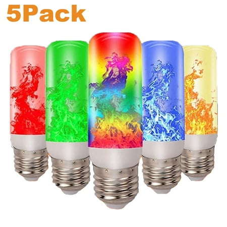 

2 Pack LED Flame Effect Fire Light Bulbs E27 Flickering Fire Atmosphere Party Decorative Lamps Yellow/ Blue/ Green/Red/Multicolor